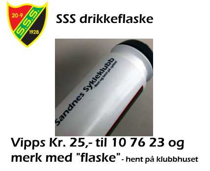 Vipps Kr. 25,- til 10 76 23 og merk med "flaske" - så henter du den på klubbhuset.